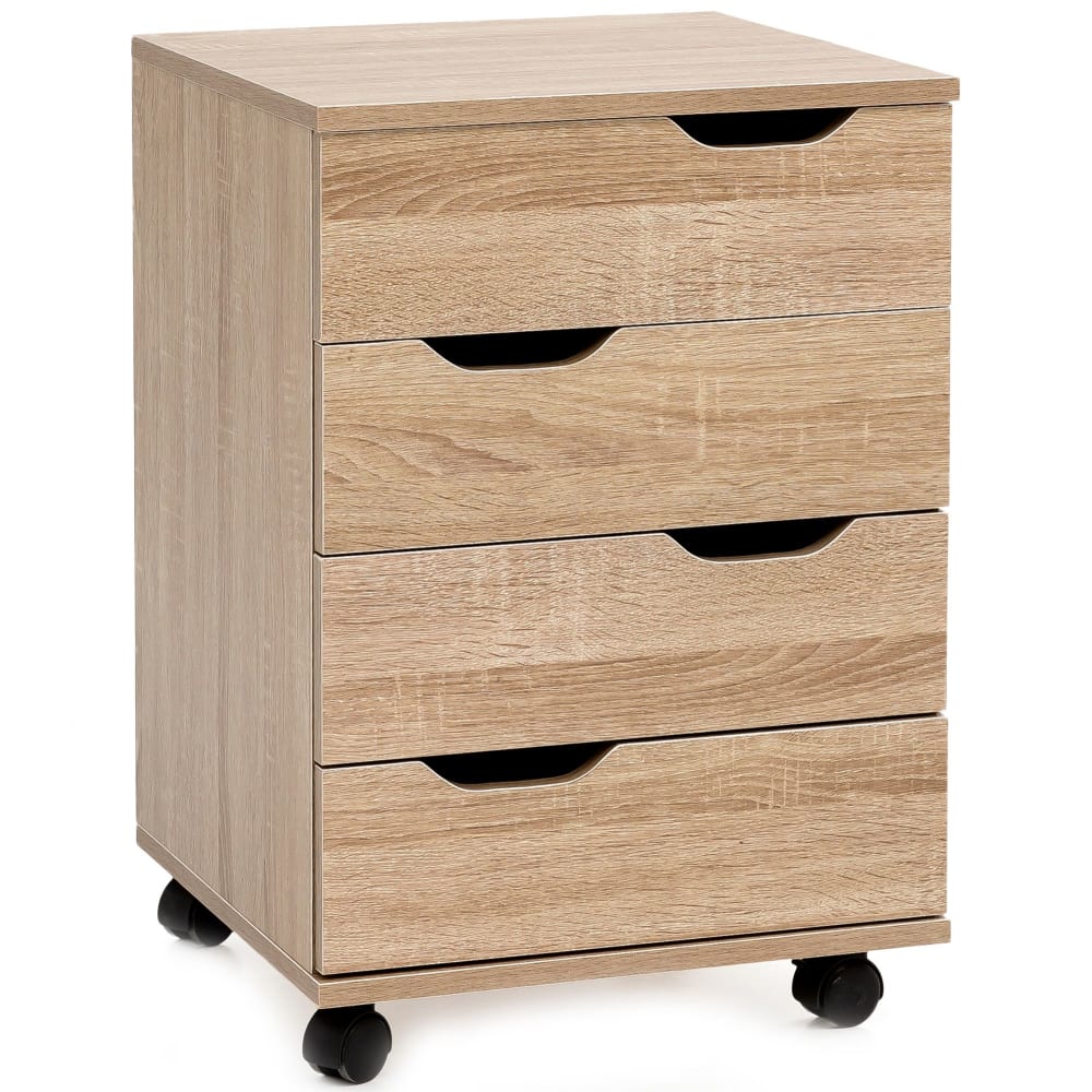Rollcontainer mit 4 Schubladen aus Spanplatte, Braun