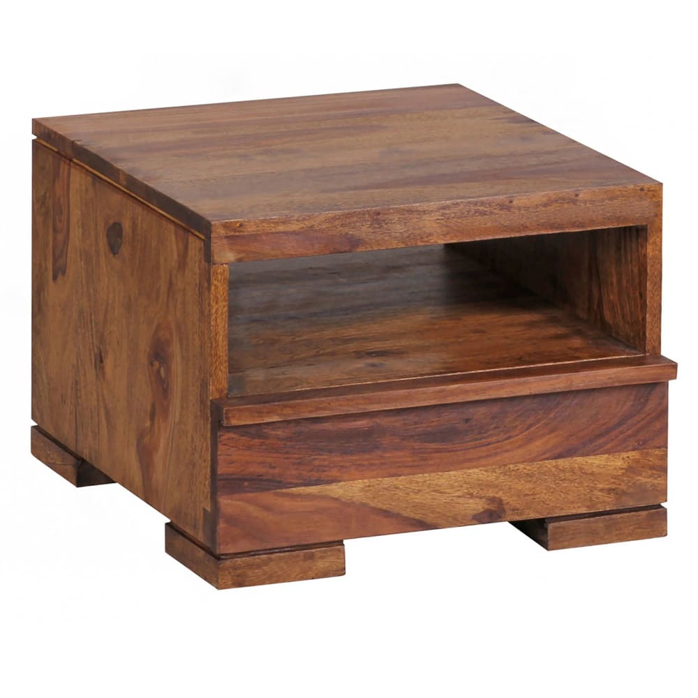 Table de chevet avec tiroir en bois de sheesham, marron Table de chevet avec tiroir en bois de sheesham, marron