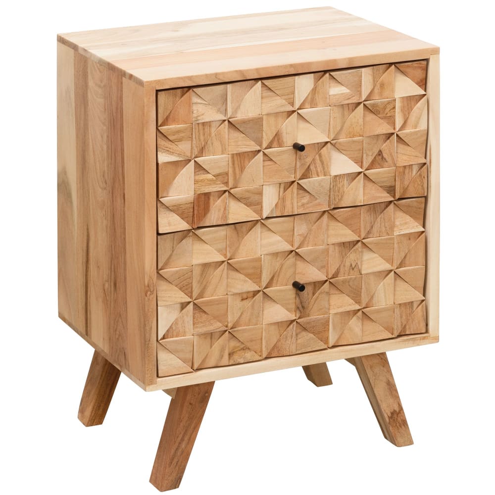 Table de chevet à 2 tiroirs en bois d'acacia, marron Table de chevet à 2 tiroirs en bois d'acacia, marron