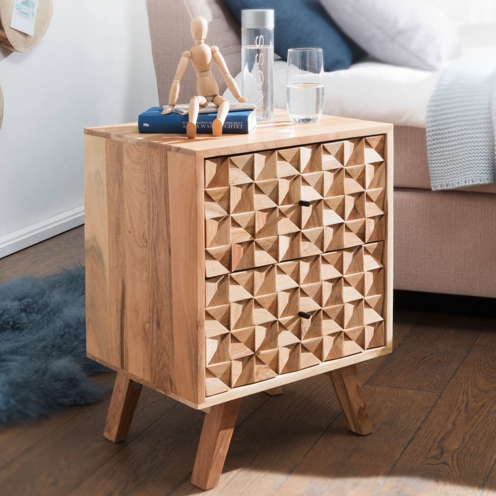 Nachttisch mit 2 Schubladen aus Akazie, Braun - Maisons Du Monde