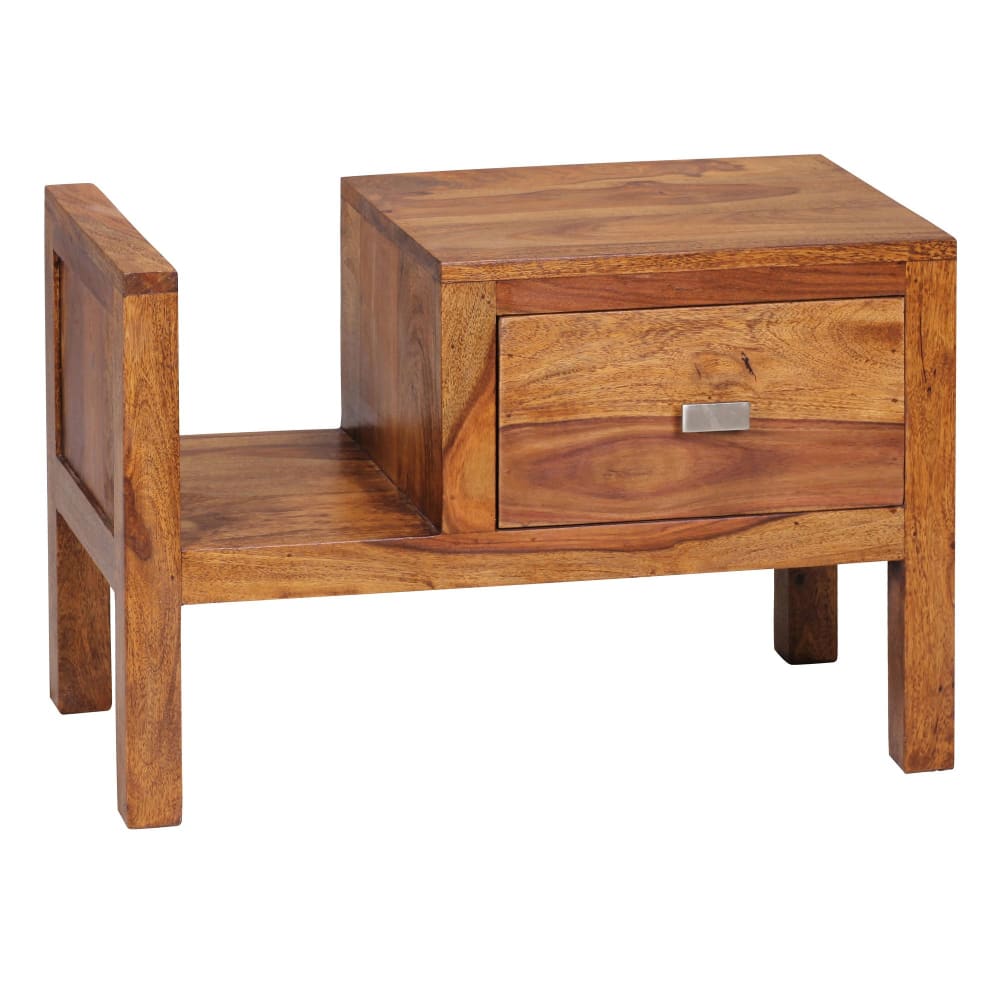 Table de chevet avec tiroir en bois de sheesham, marron Table de chevet avec tiroir en bois de sheesham, marron