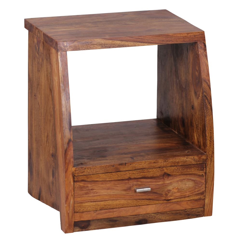 Table de chevet avec tiroir en bois de sheesham, marron Table de chevet avec tiroir en bois de sheesham, marron