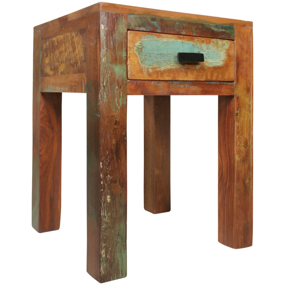 FineBuy Nachttisch mit Schublade aus Mangoholz, Braun style modern Braun