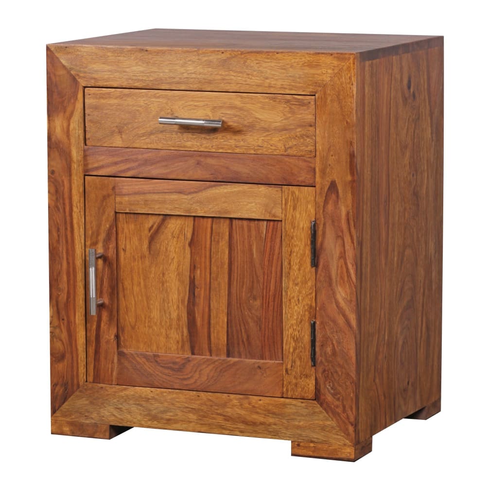Table de chevet avec tiroir en bois de sheesham, marron Table de chevet avec tiroir en bois de sheesham, marron