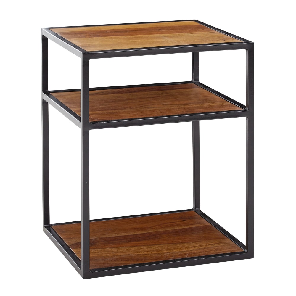Table de chevet à 2 niches en bois de sheesham massif, marron Table de chevet à 2 niches en bois de sheesham massif, marron