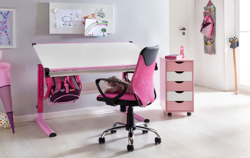 Bürostuhl höhenverstellbar aus Stoff, Rosa - Maisons Du Monde