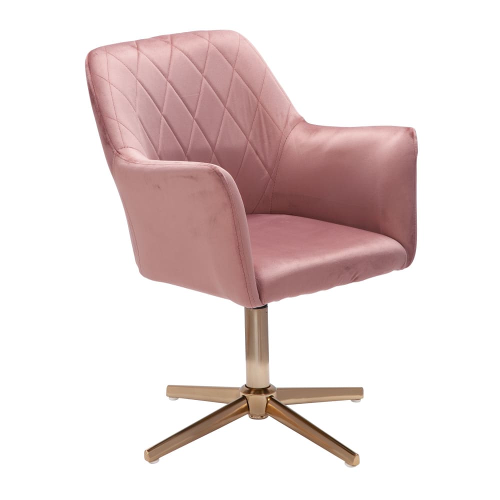 Chaise de bureau réglable en hauteur en velours, rose