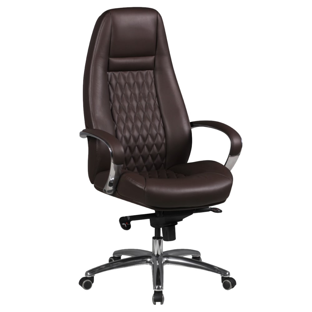 Fauteuil de direction réglable en hauteur en cuir, marron