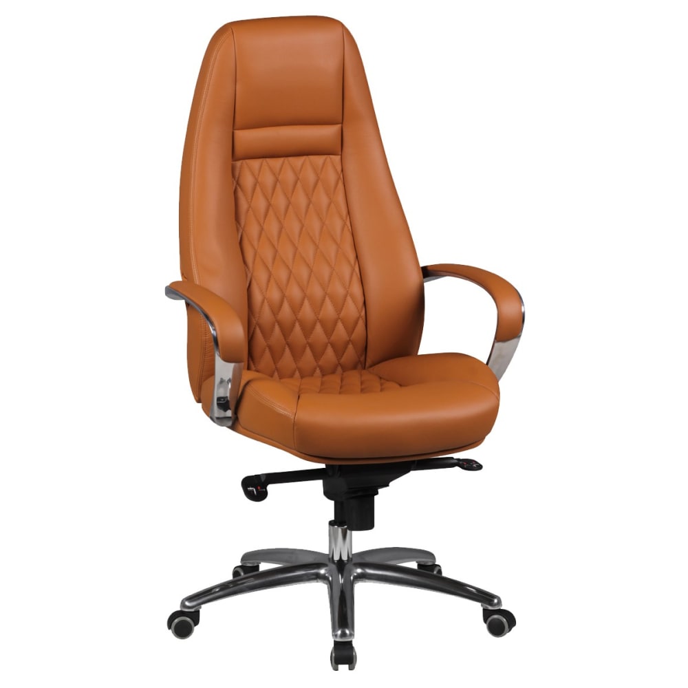 Fauteuil de direction réglable en hauteur en cuir, marron