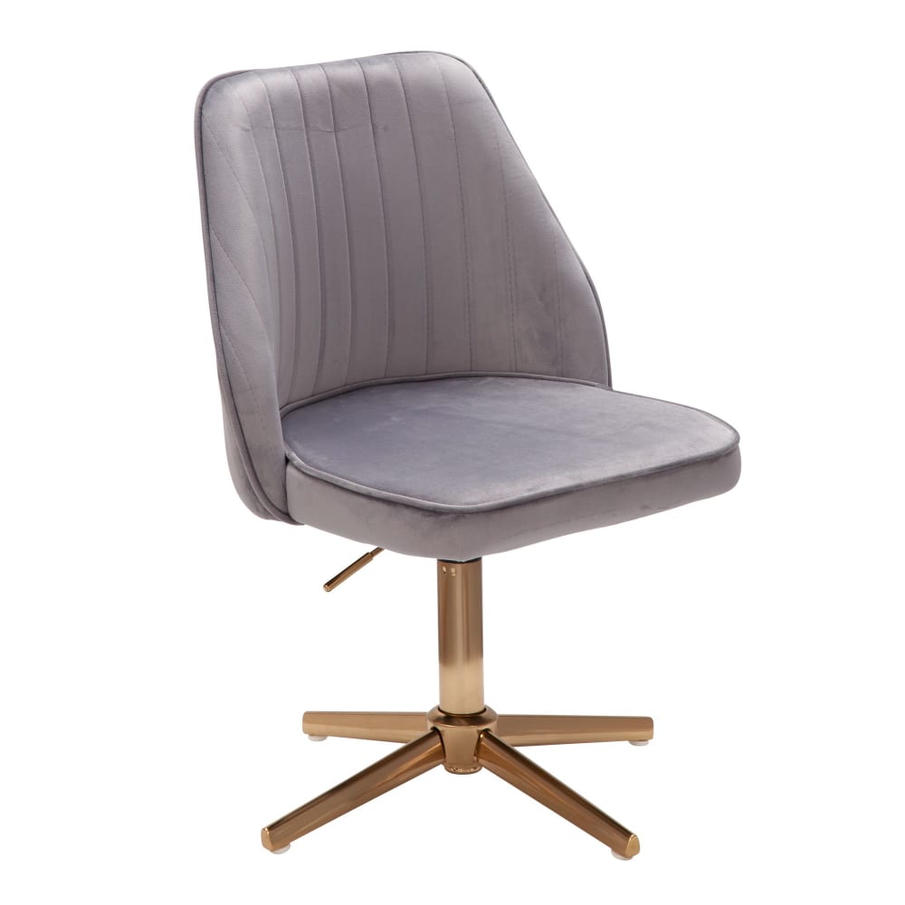 FineBuy Bürostuhl höhenverstellbar aus Samtstoff, Grau style modern Grau Samt