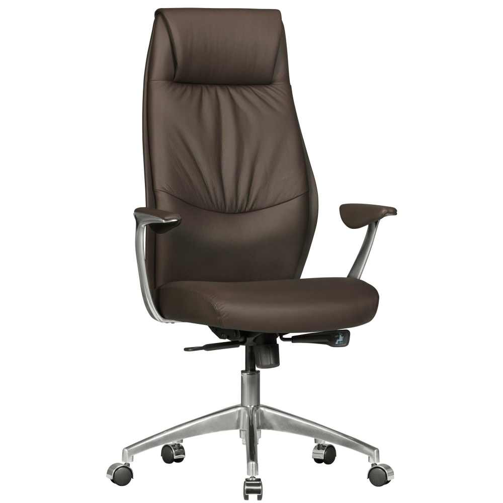 Fauteuil de direction réglable en hauteur en cuir, marron