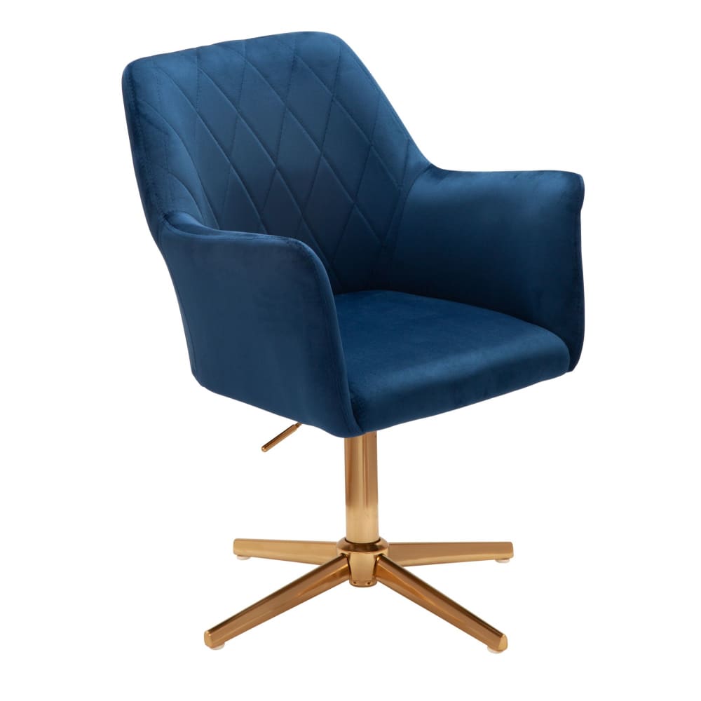 Chaise de bureau réglable en hauteur en velours, bleu