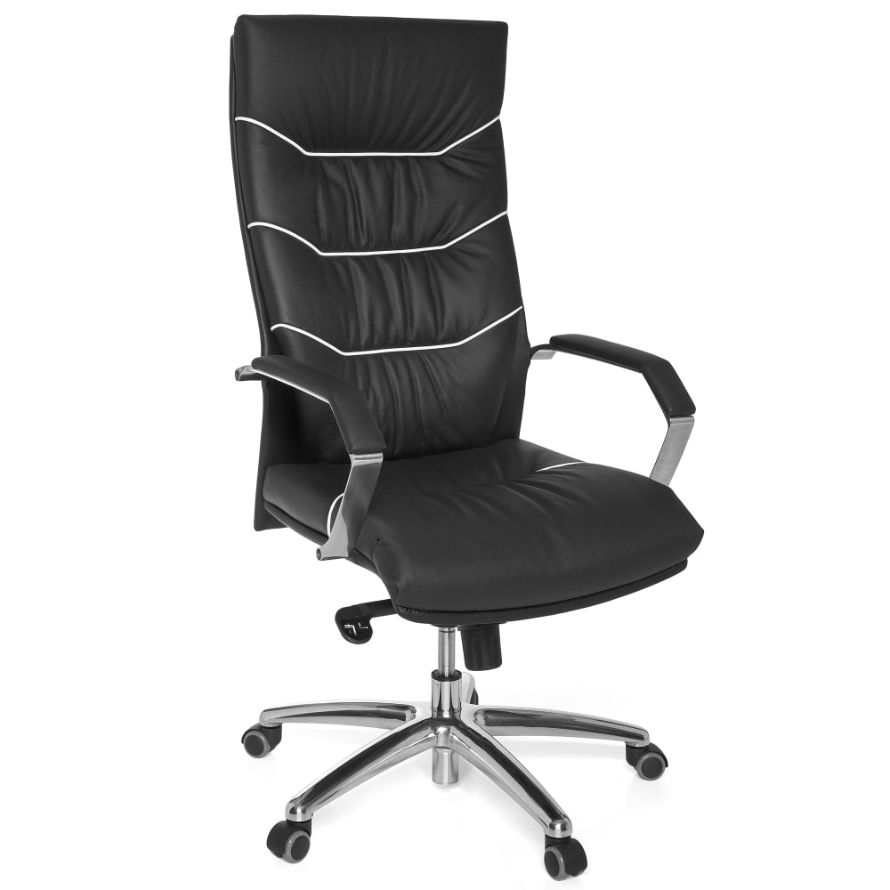 Fauteuil de direction réglable en hauteur en cuir, noir