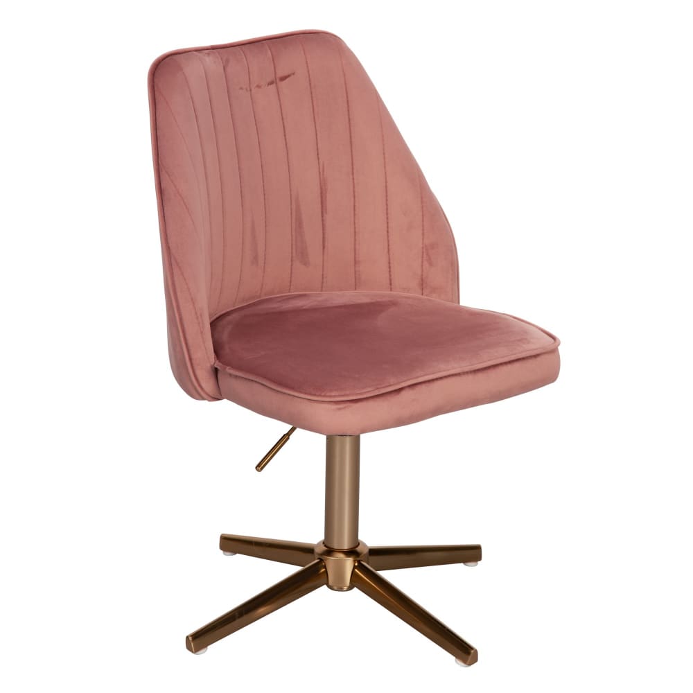 Chaise de bureau réglable en hauteur en velours, rose