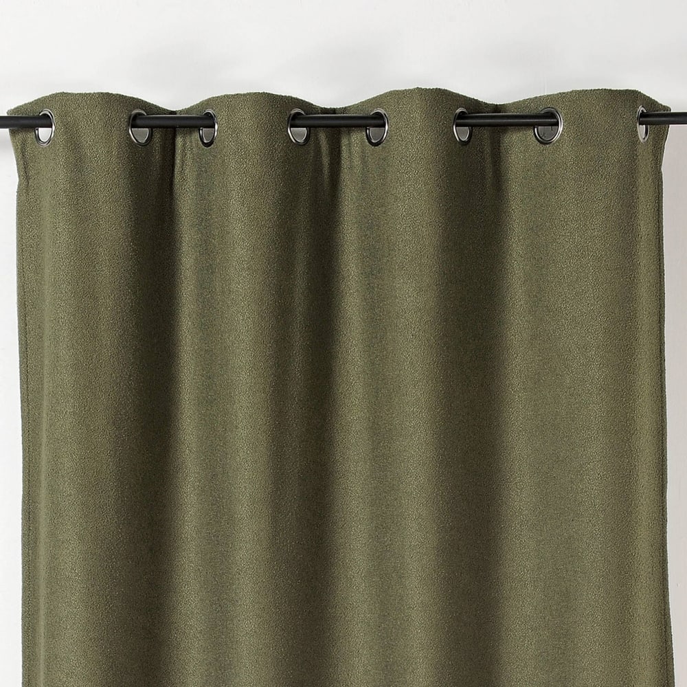 Rideau thermique au style bouclette polyester vert olive 140x260 cm - Maisons du Monde
