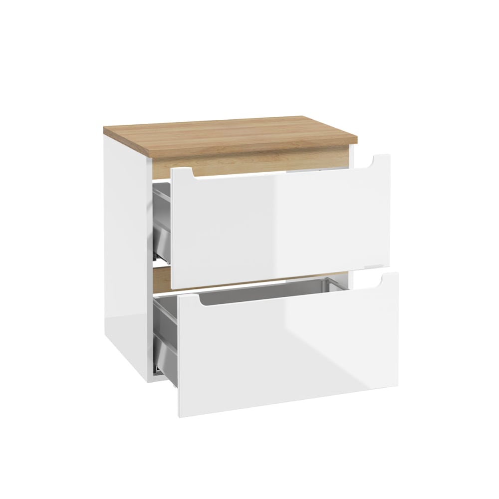 Waschtisch 60cm 2 Schubladen MDF Weiß - Maisons Du Monde