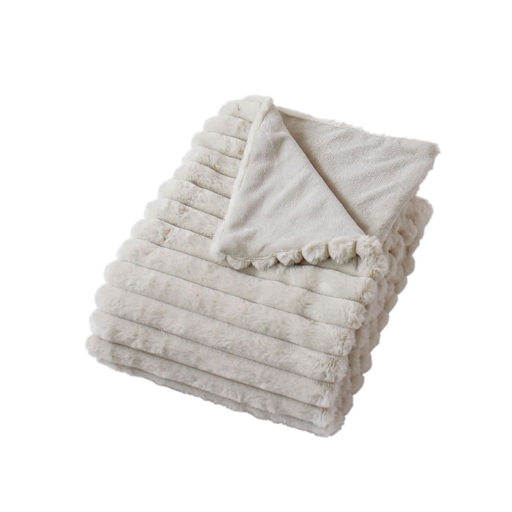 Couverture imitation fourrure et flanelle flanelle/fourrure beige Couverture imitation fourrure et flanelle flanelle/fourrure beige