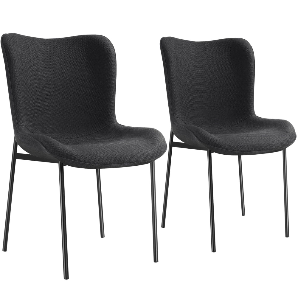 2 chaises rembourrées revêtement en tissu forme ergonomique noir