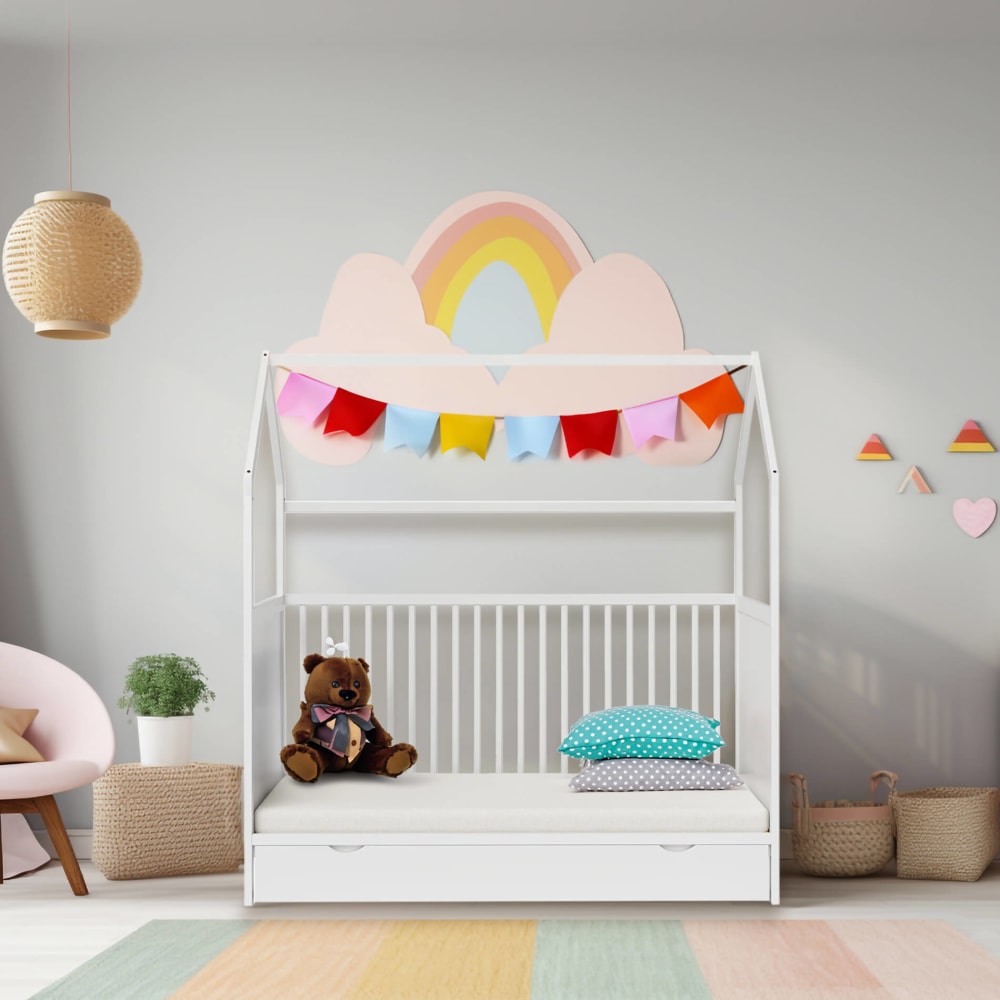 Lit pour enfants 140x70 cm en bois blanc avec tiroir - Maisons du Monde