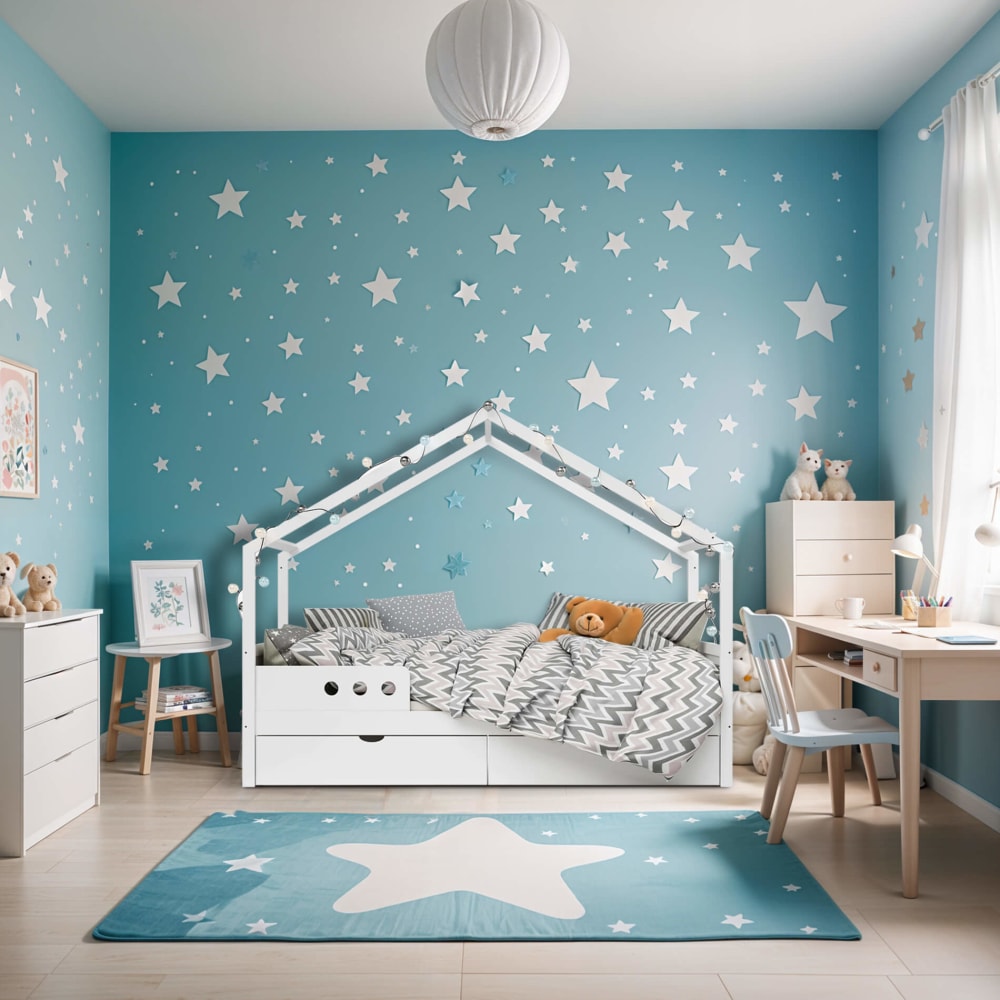 Lit pour enfants 160x80 cm en bois blanc avec 2 tiroirs - Maisons du Monde