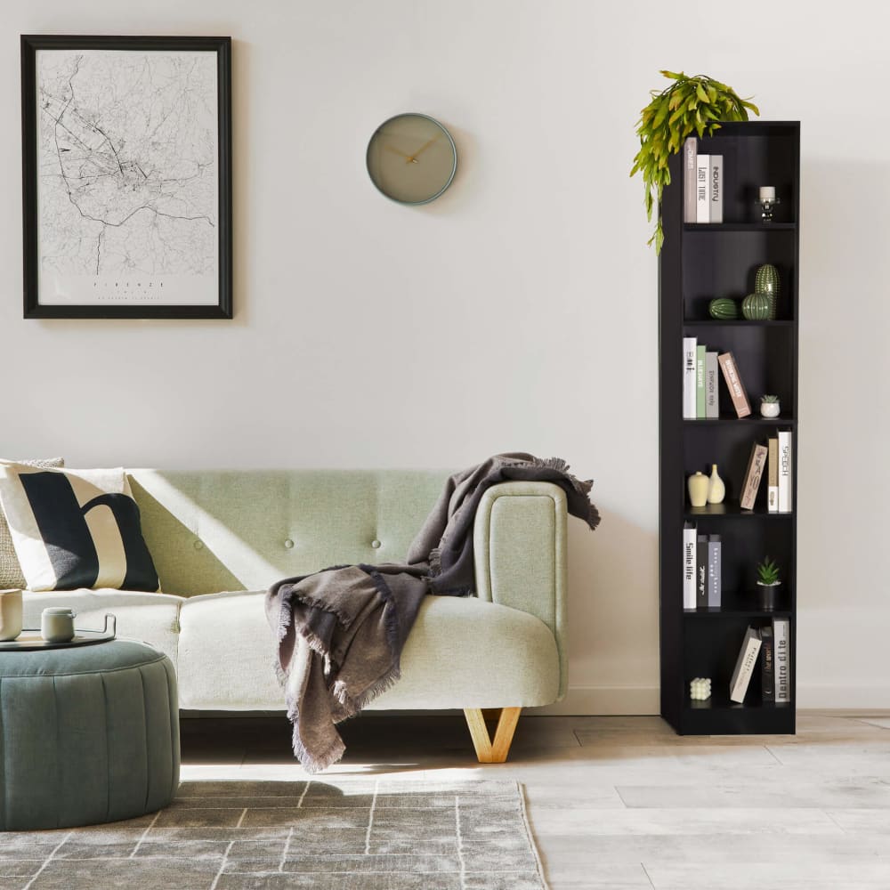 Bibliothèque avec 6 étagères en aggloméré noir - Maisons du Monde