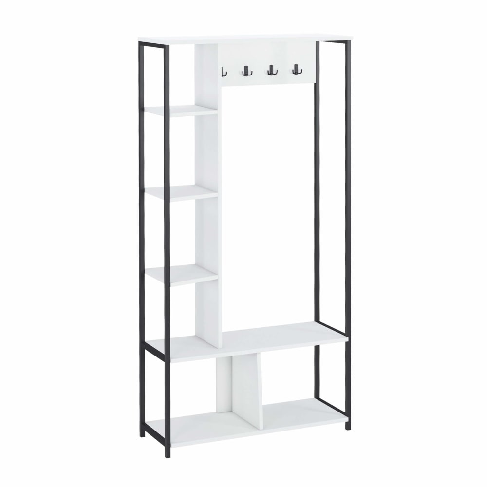 Mobili Rebecca Armoire ouverte avec 5 étagères en aggloméré et acier blanc style contemporain Blanc Panneau De Particules - 90x182x35cm