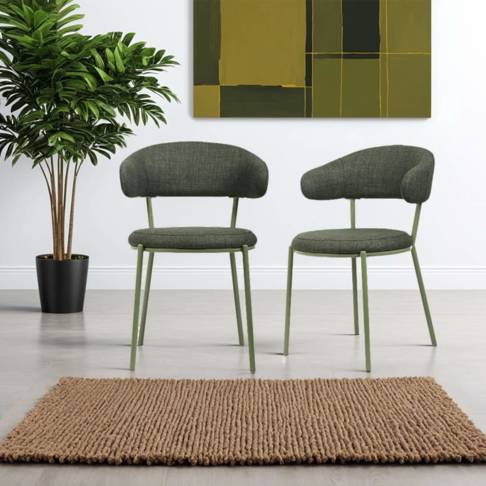 Ensemble de 2 chaises de salle à manger vert foncé en tissu - Maisons du Monde