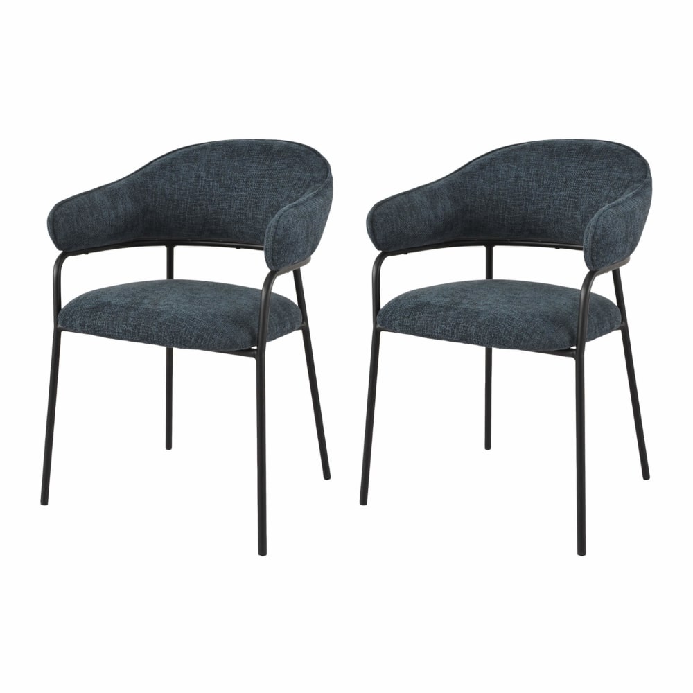 Mobili Rebecca Set aus 2 Esszimmerstühlen in Petrolblau und Schwarz aus Stoff - Pes - Polyester