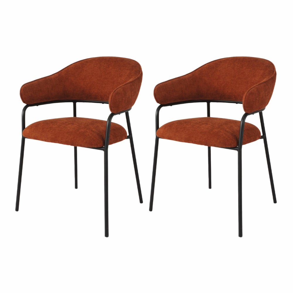 Ensemble de 2 chaises de salle à manger orange foncé et noires Ensemble de 2 chaises de salle à manger orange foncé et noires