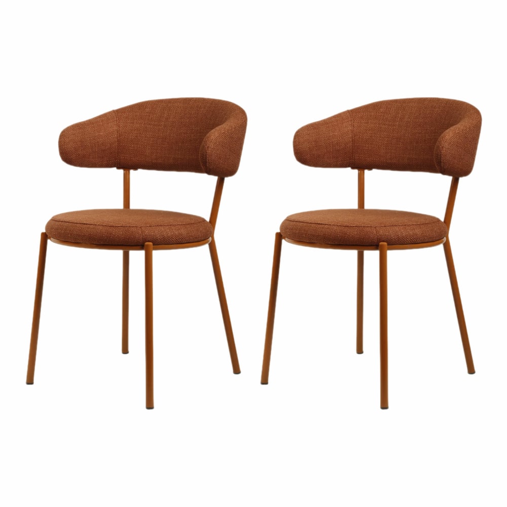 Ensemble de 2 chaises de salle à manger orange foncé en tissu Ensemble de 2 chaises de salle à manger orange foncé en tissu