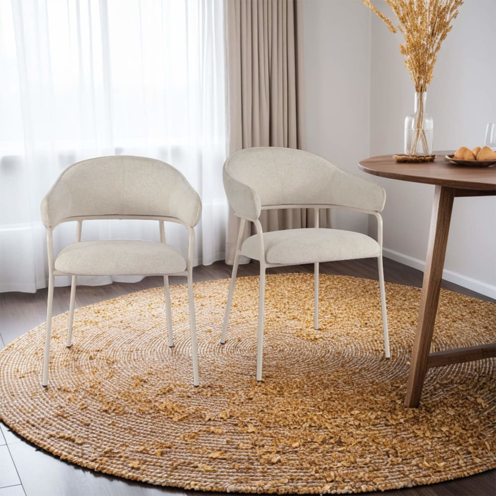Ensemble de 2 chaises de salle à manger blanc perle en tissu - Maisons du Monde