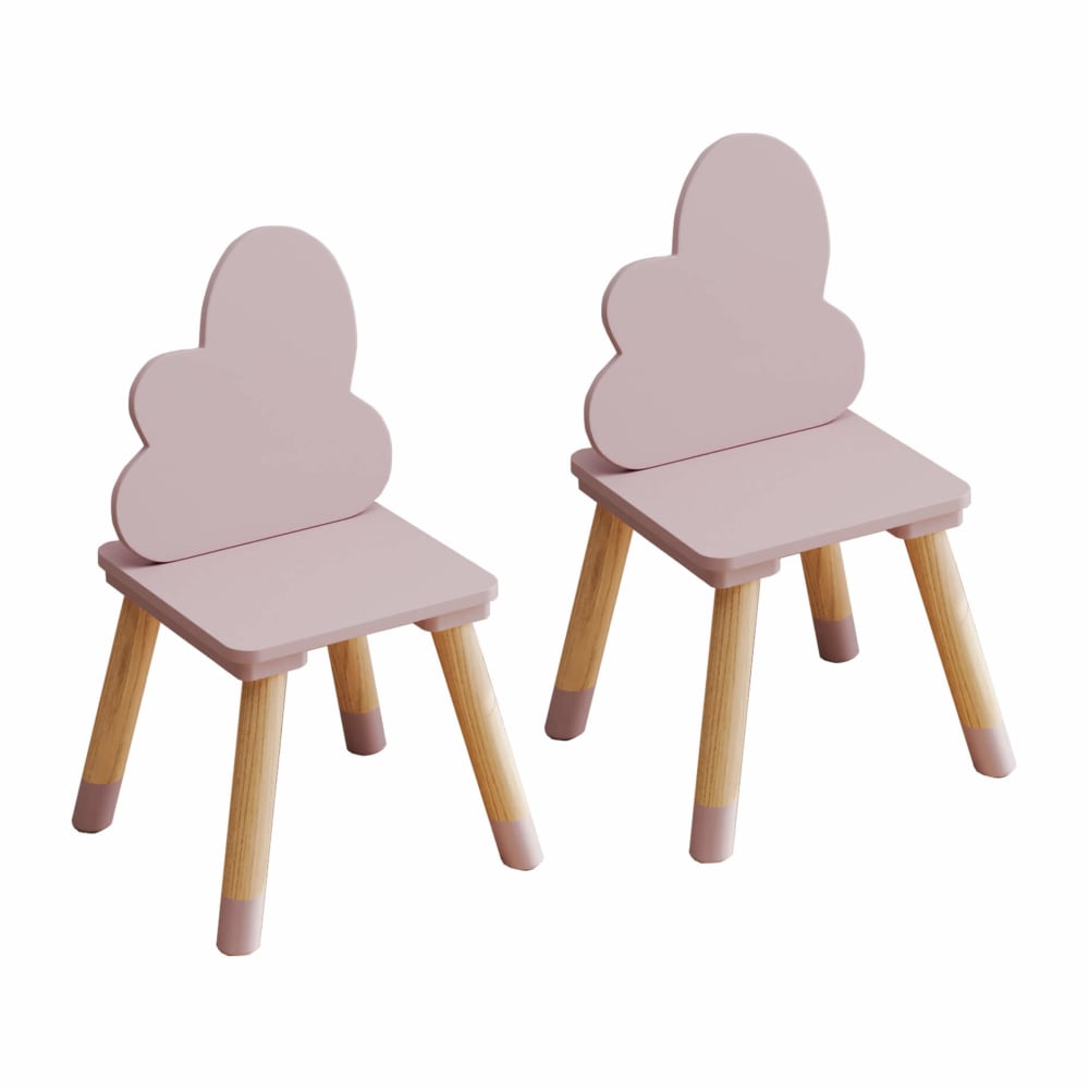 Ensemble de 2 chaises pour enfants rose et bois Ensemble de 2 chaises pour enfants rose et bois