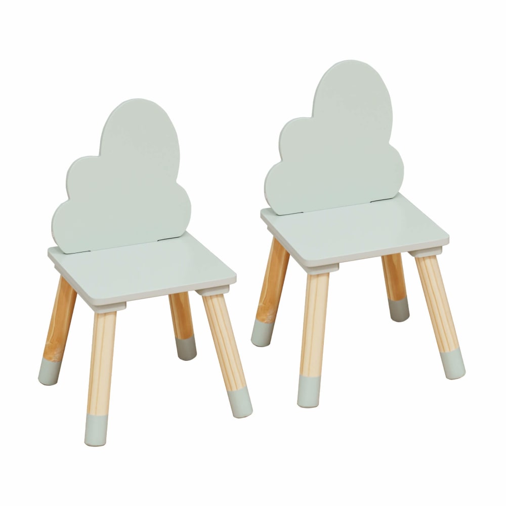 Ensemble de 2 chaises pour enfants vert et bois Ensemble de 2 chaises pour enfants vert et bois