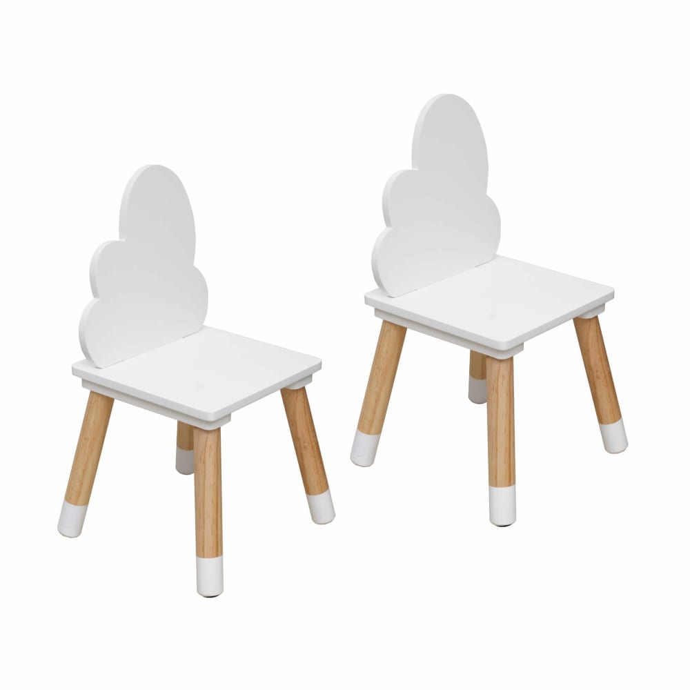 Mobili Rebecca Ensemble de 2 chaises pour enfants blanc et bois style contemporain Blanc Panneau De Particules - 25x50x25cm