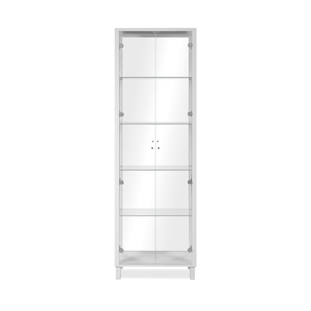 Vitrine 2 Portes et 4 Étagères en verre L62 x H189 cm - Blanc