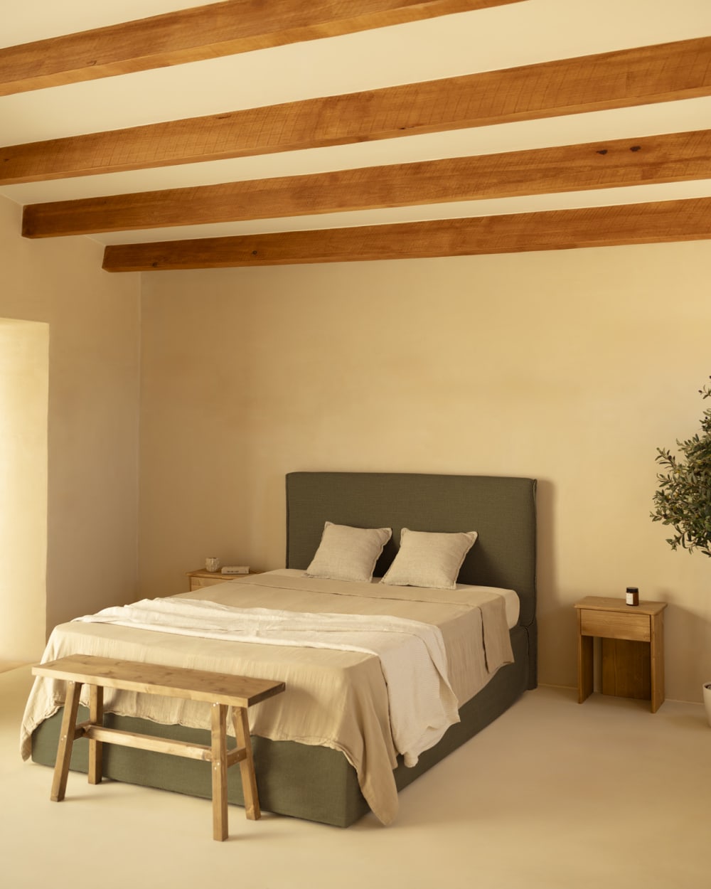 Canapé en lin vert déhoussable pour les matelas 160x200cm