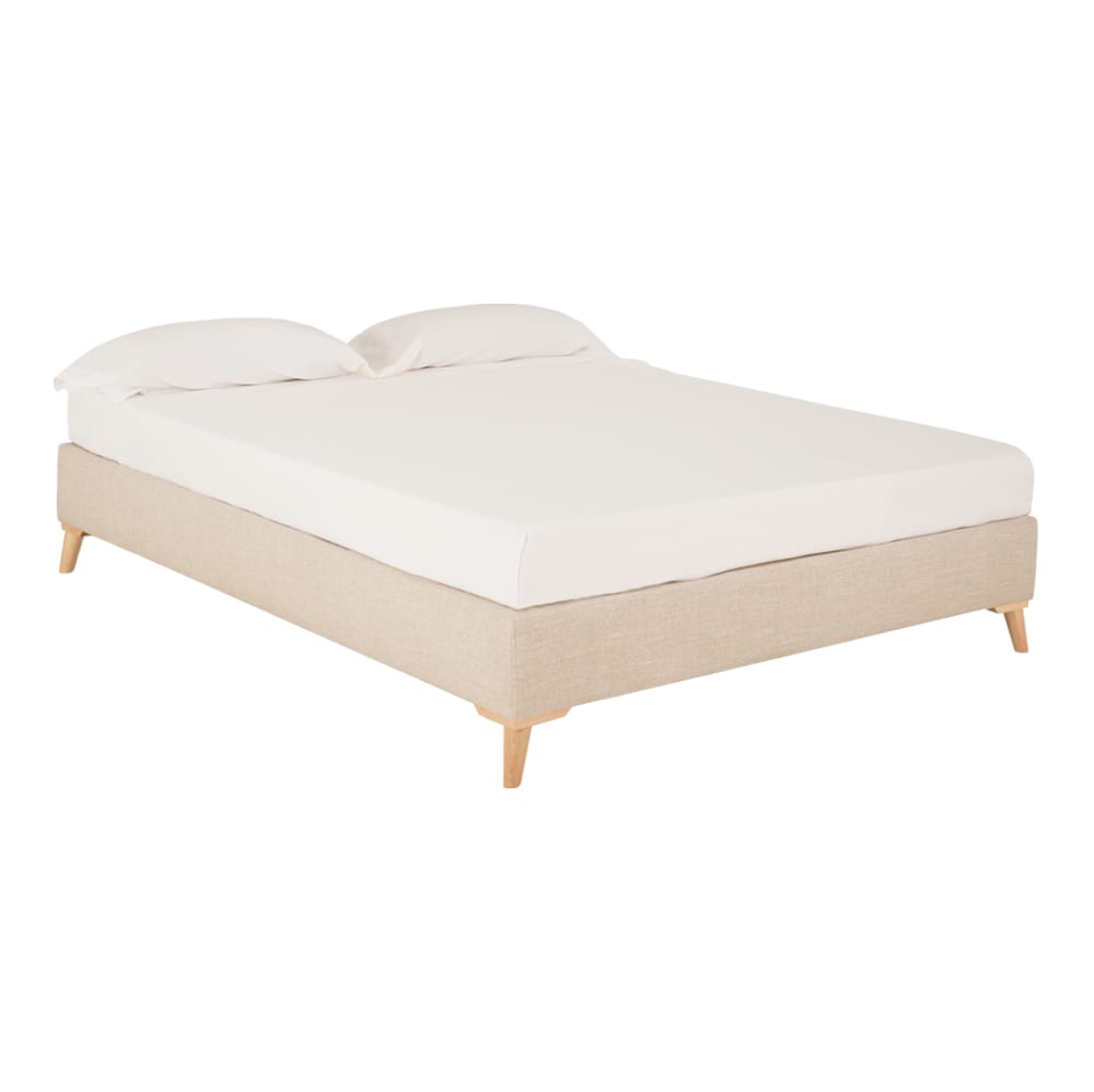 Base tapissée en lin beige pour les matelas 135x200cm