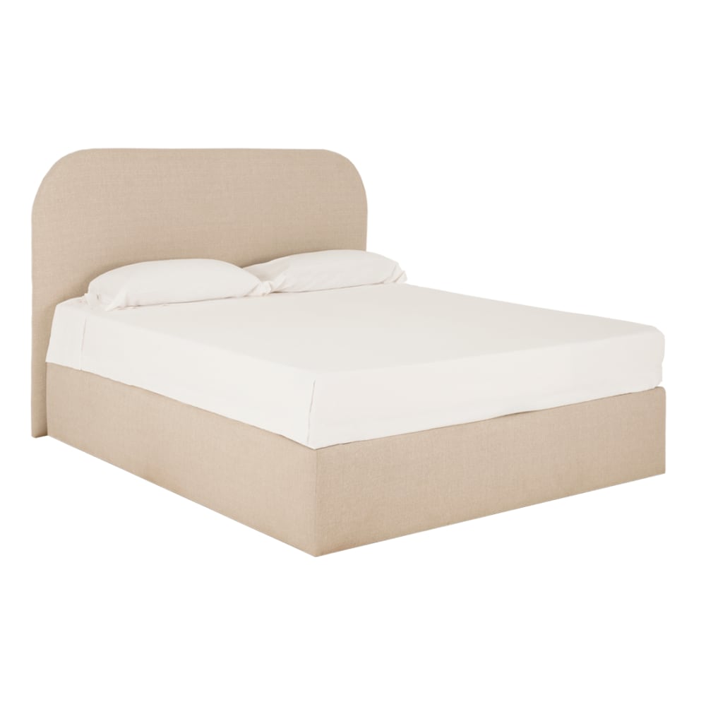 Lit avec coffre beige pour matelas 90x200cm
