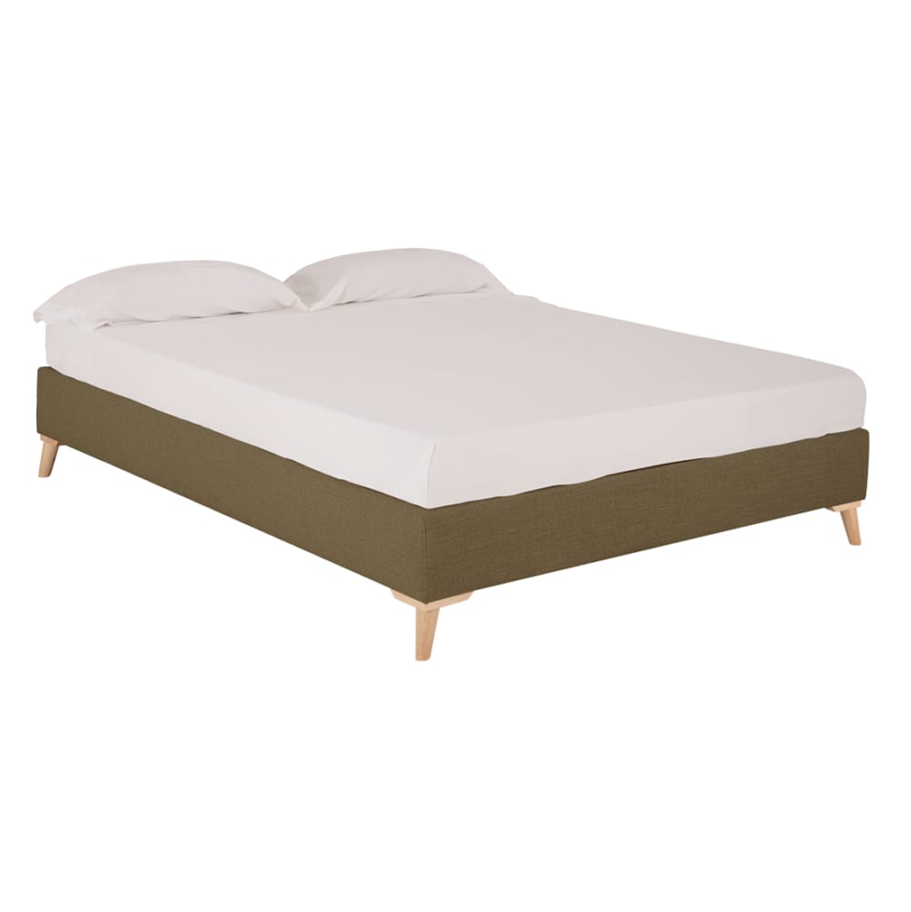 Base tapissée en lin vert pour les matelas 150x200cm