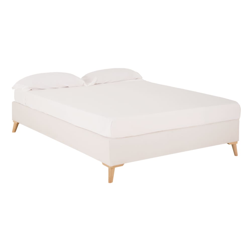 Base tapissée en lin blanc pour les matelas 160x200cm