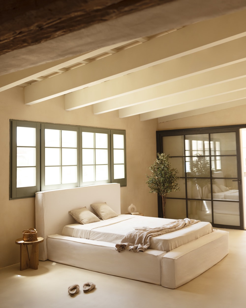 Lit déhoussable en lin blanc pour matelas 90x200cm - Maisons du Monde
