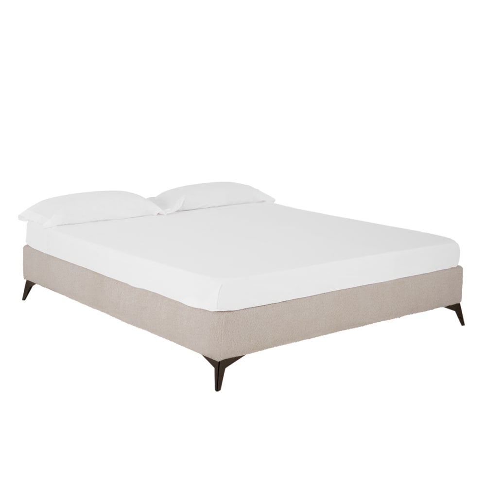 Base tapissée gris clair bouclé pour les matelas 180x200cm