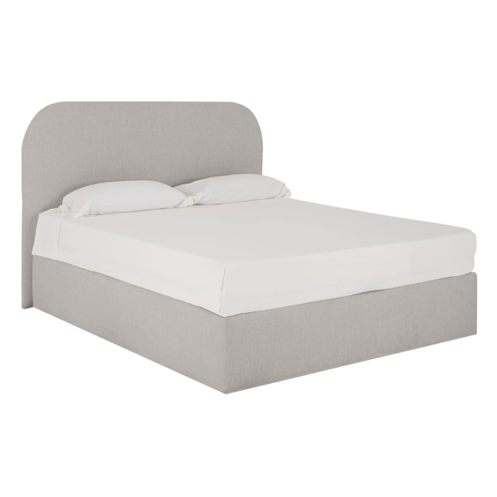 Cama con canapé gris claro para colchón 200x200cm