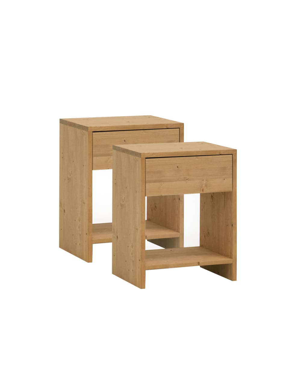 Decowood 2er-Set Nachttische Aus Massivholz, 60x40cm Braun