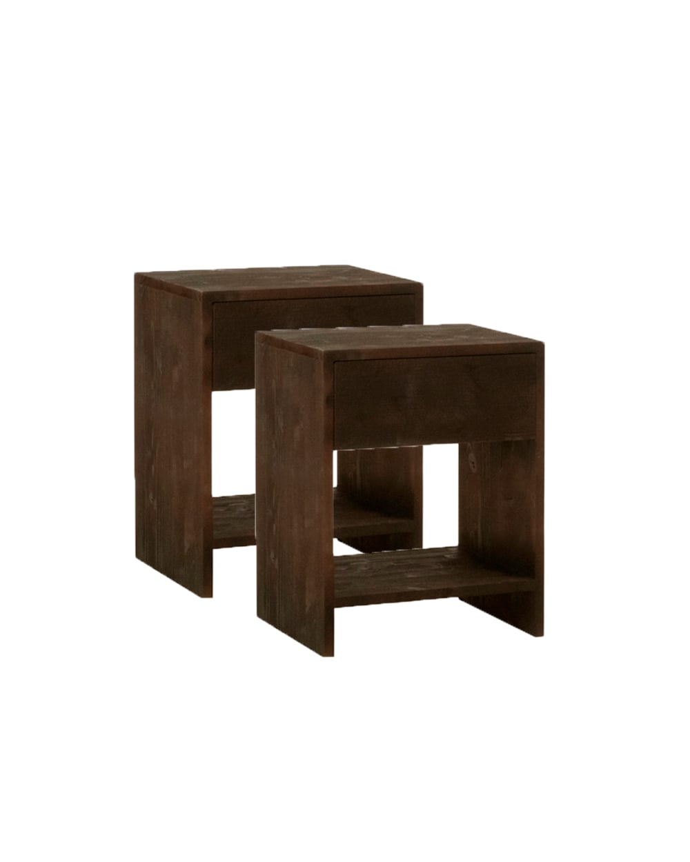 Lot de 2 tables de chevet en bois marron foncé 60x40cm