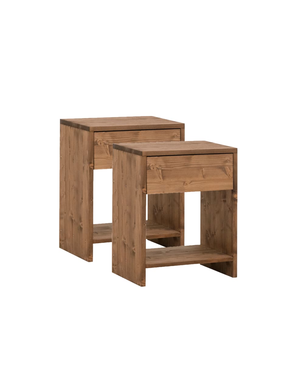 Decowood 2er-Set Nachttische Aus Massivholz, 40x40cm Braun