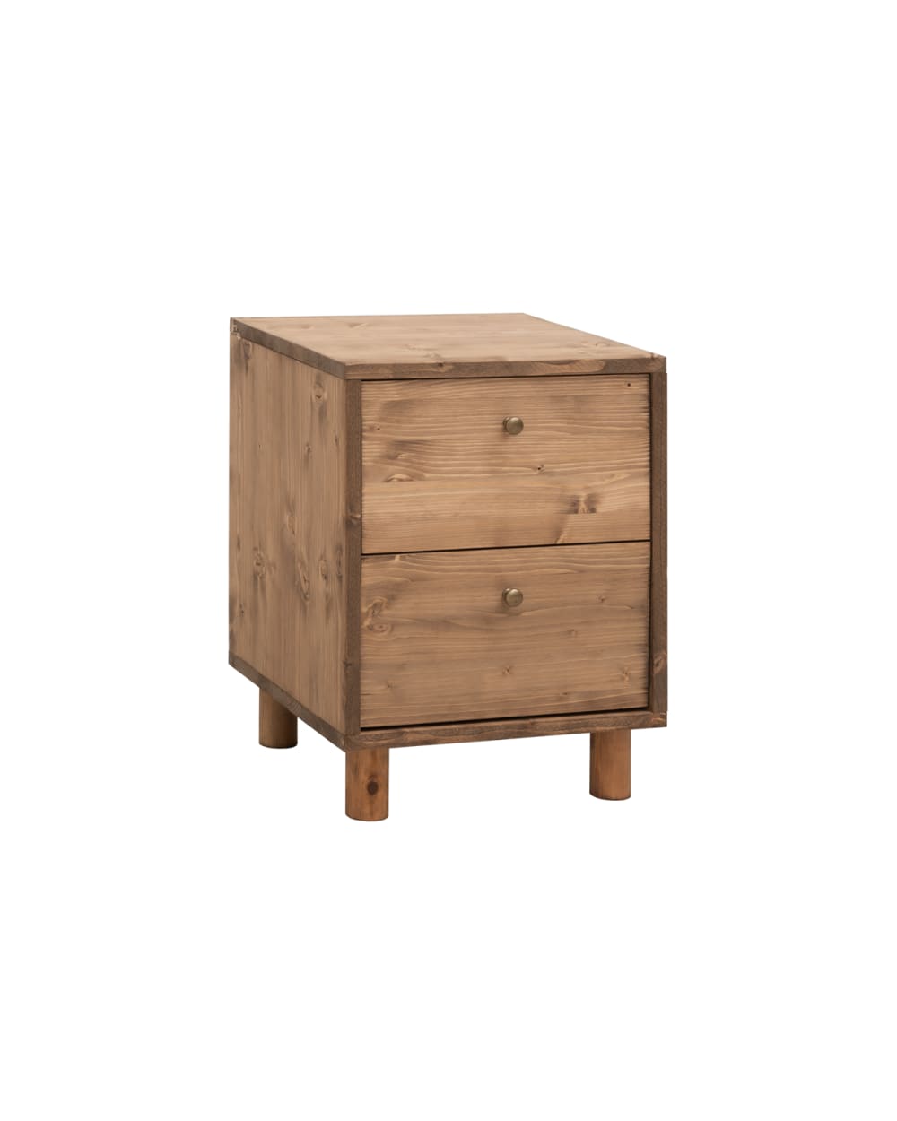 Table de chevet en bois avec deux tiroirs vieilli 50,5x37,5cm