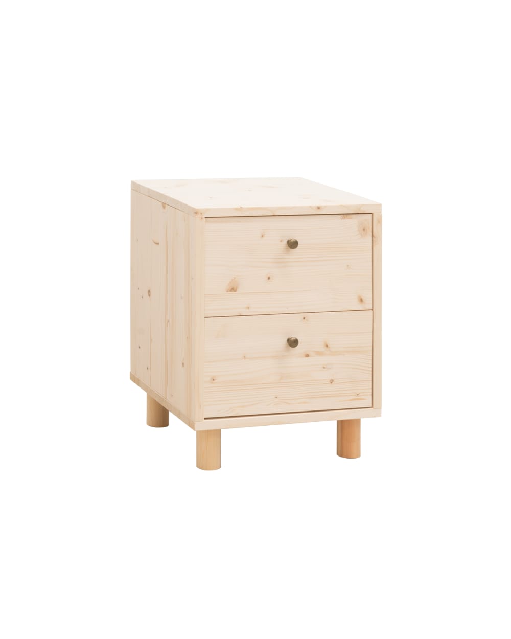 Mesita de noche de madera de dos cajones tono beige 50,5x37,5cm
