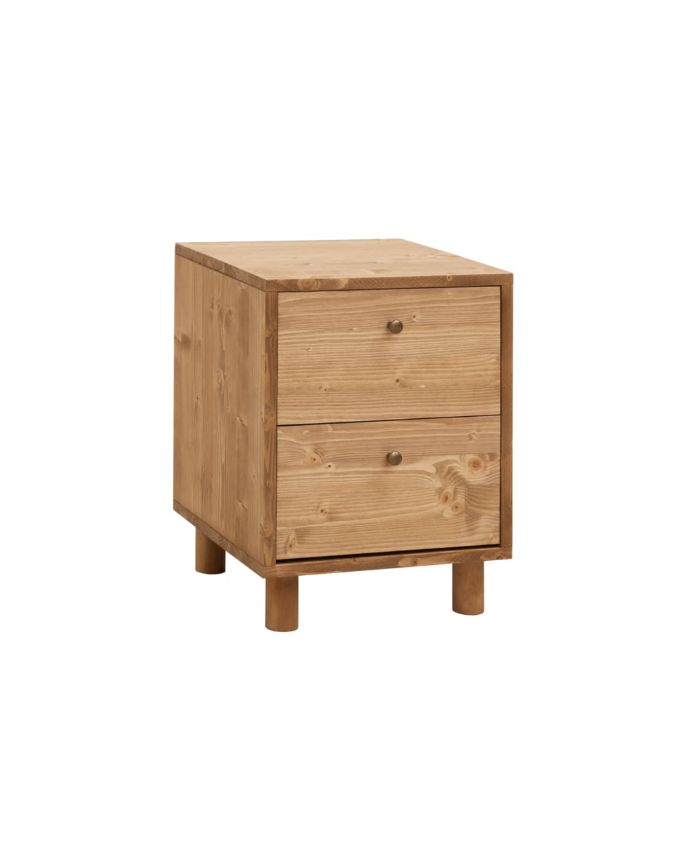 Table de chevet en bois avec deux tiroirs marron clair 50,5x37,5cm