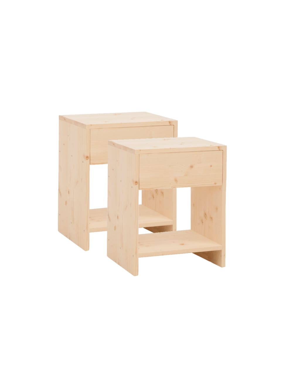 Lot de 2 tables de chevet en bois beige 60x40cm
